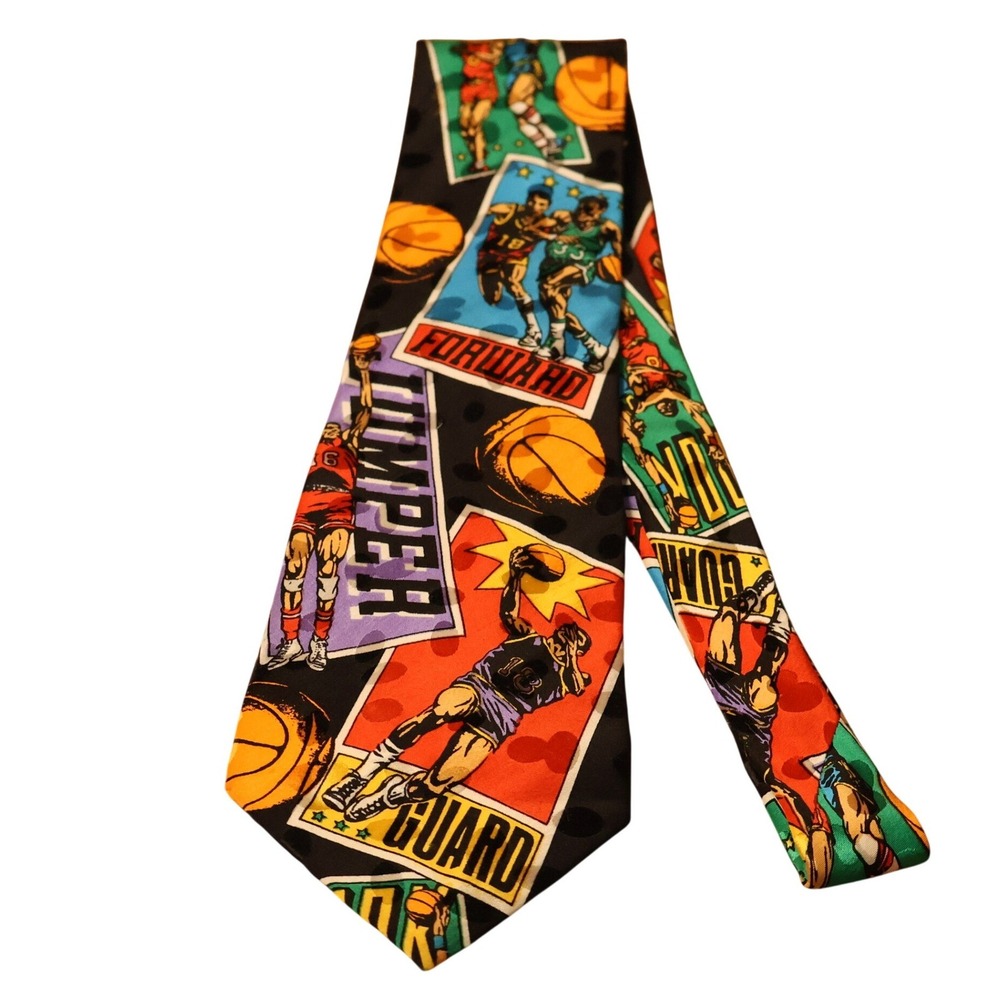 Addiction Vintage 90s Basketball Silk Necktie Mens Coach Game Day Handmade